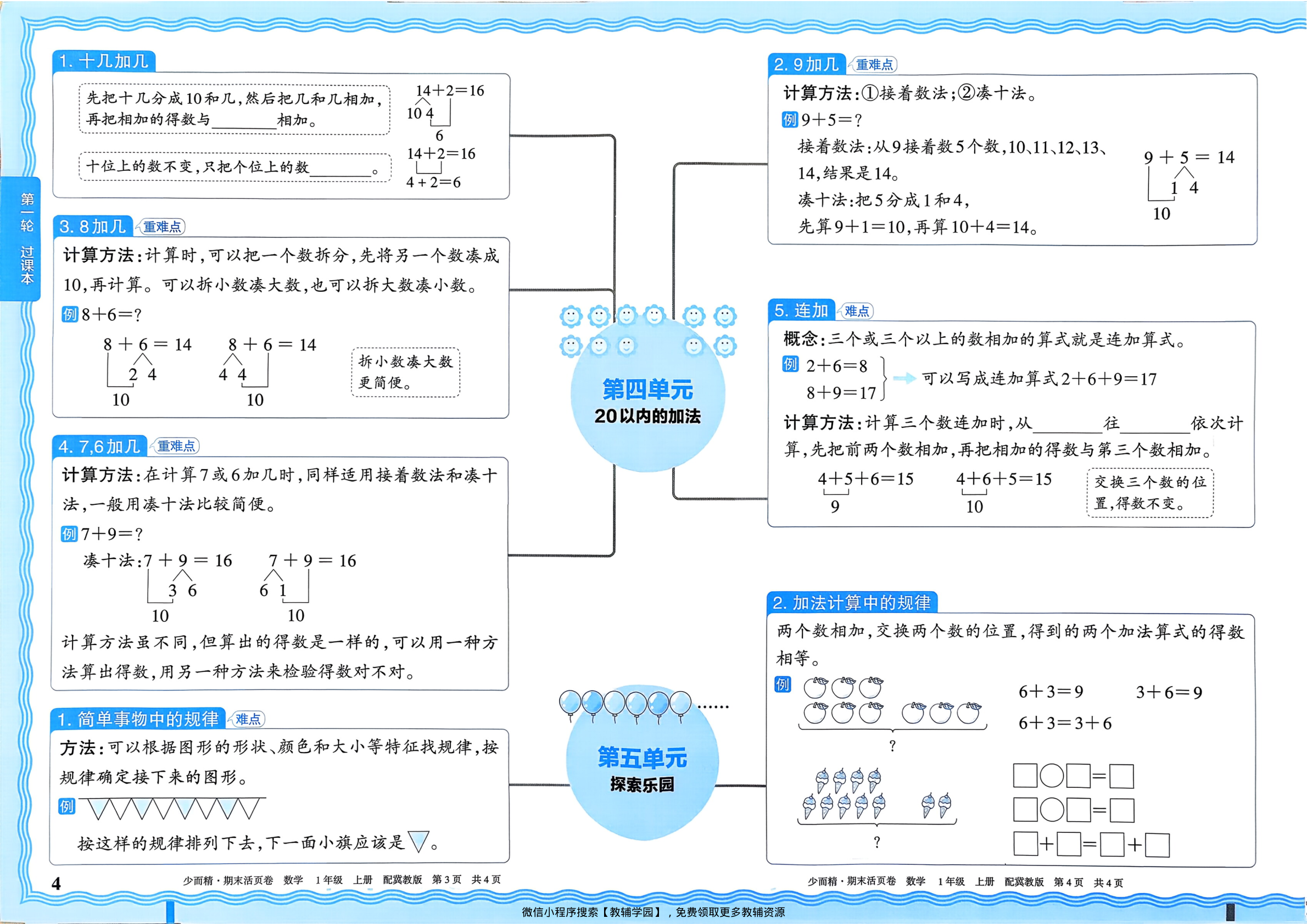 图片[4]-一年级上册（数学）王朝霞期末活页卷【电子版 可打印 含答案】（冀教版）2025秋