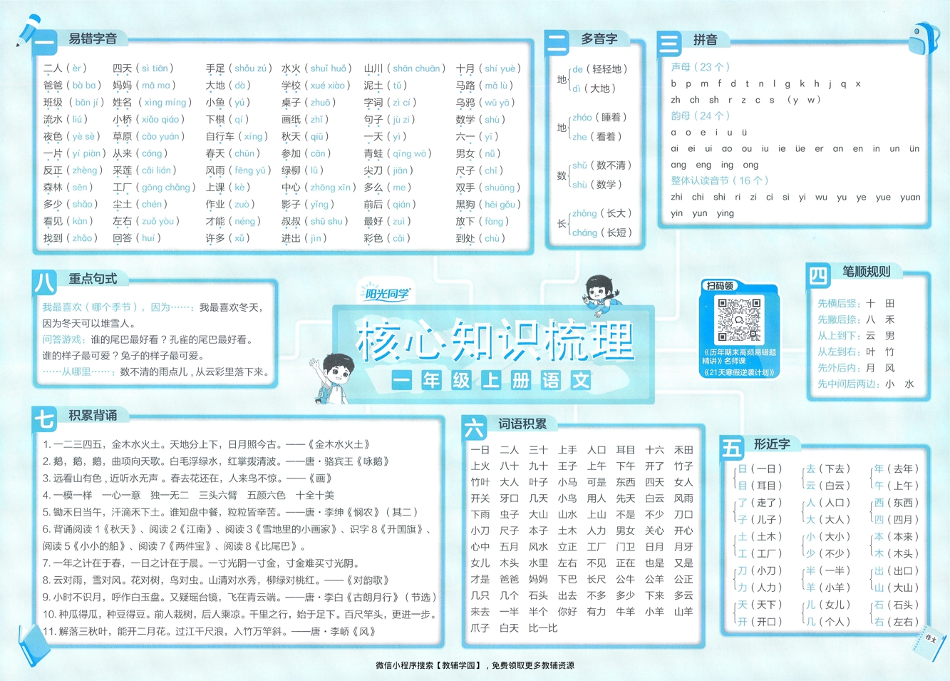 图片[2]-一年级上册（语文）阳光同学期末复习15天冲刺100分【电子版 可打印 含答案】（人教版）2025秋